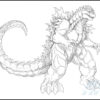 A Detailed Sketch Of Almighty Godzilla Coloring Page - Letscolorit serapportantà Coloriage Godzilla