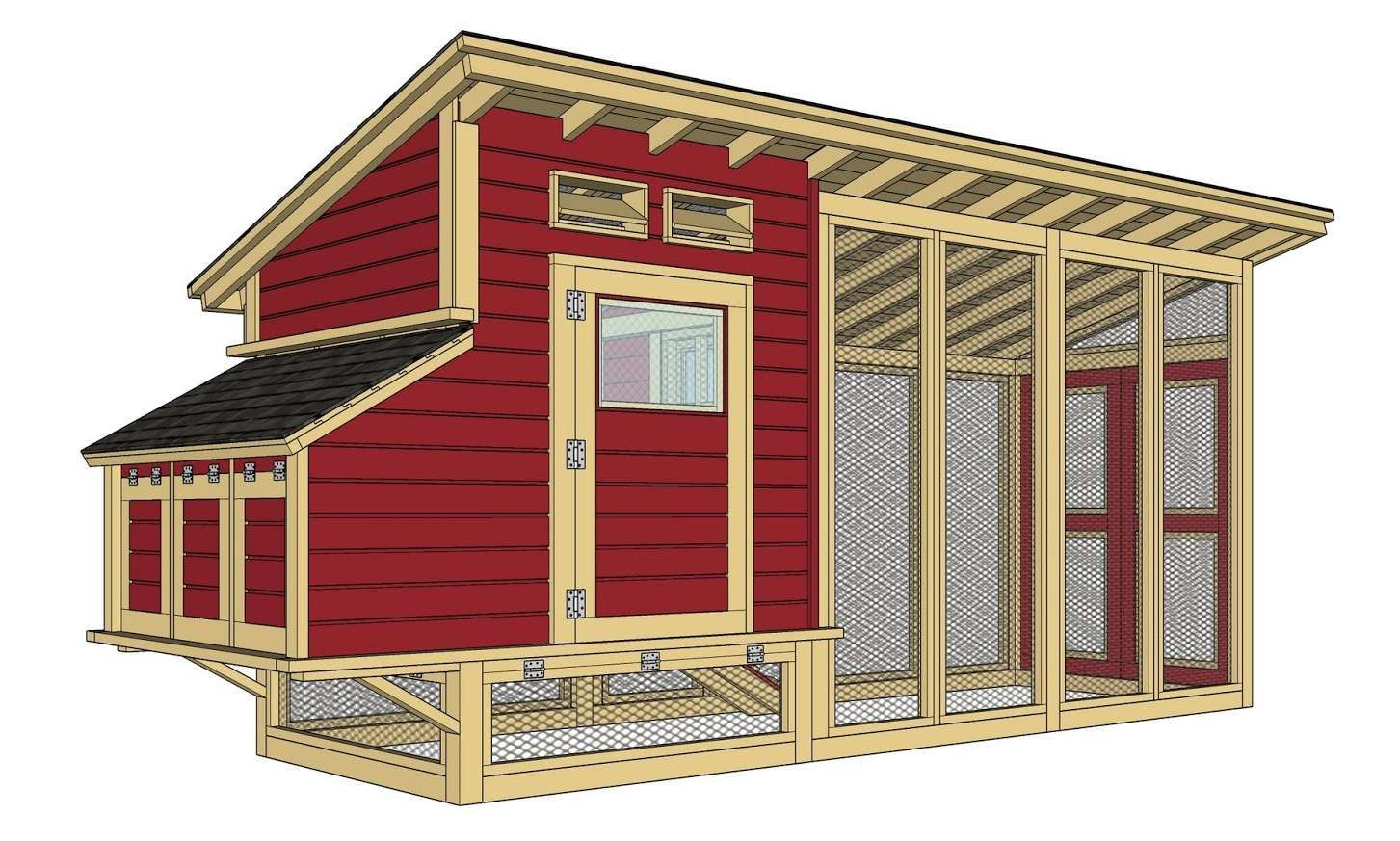 A Small Chicken Coop With The Door Open And Windows On It'S Side, In avec Plan Poulailler Pdf Gratuit