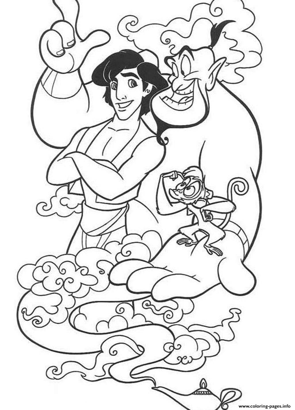 Abu Genie And Aladdin Disney7665 Coloring Page Printable destiné Coloriage Aladin