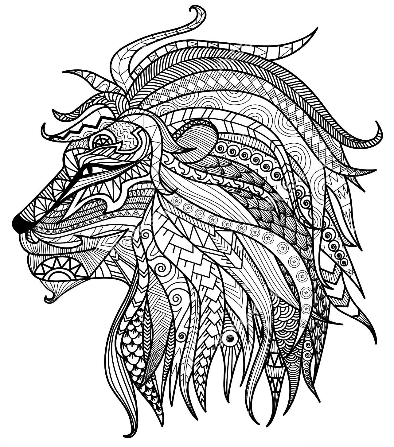 Adult Coloring Pages Lion Head Lion Coloring Pages, Mandala Coloring pour Mandala Lion À Imprimer