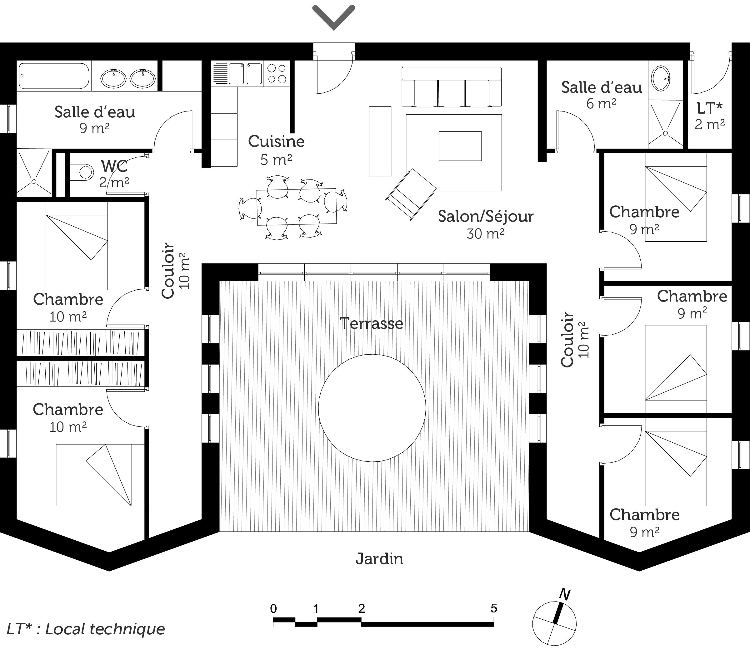 Afficher L&amp;#039;Image D&amp;#039;Origine | Plan Maison Plain Pied, Maison Plain Pied encequiconcerne Plan Maison Plain Pied 2 Chambres