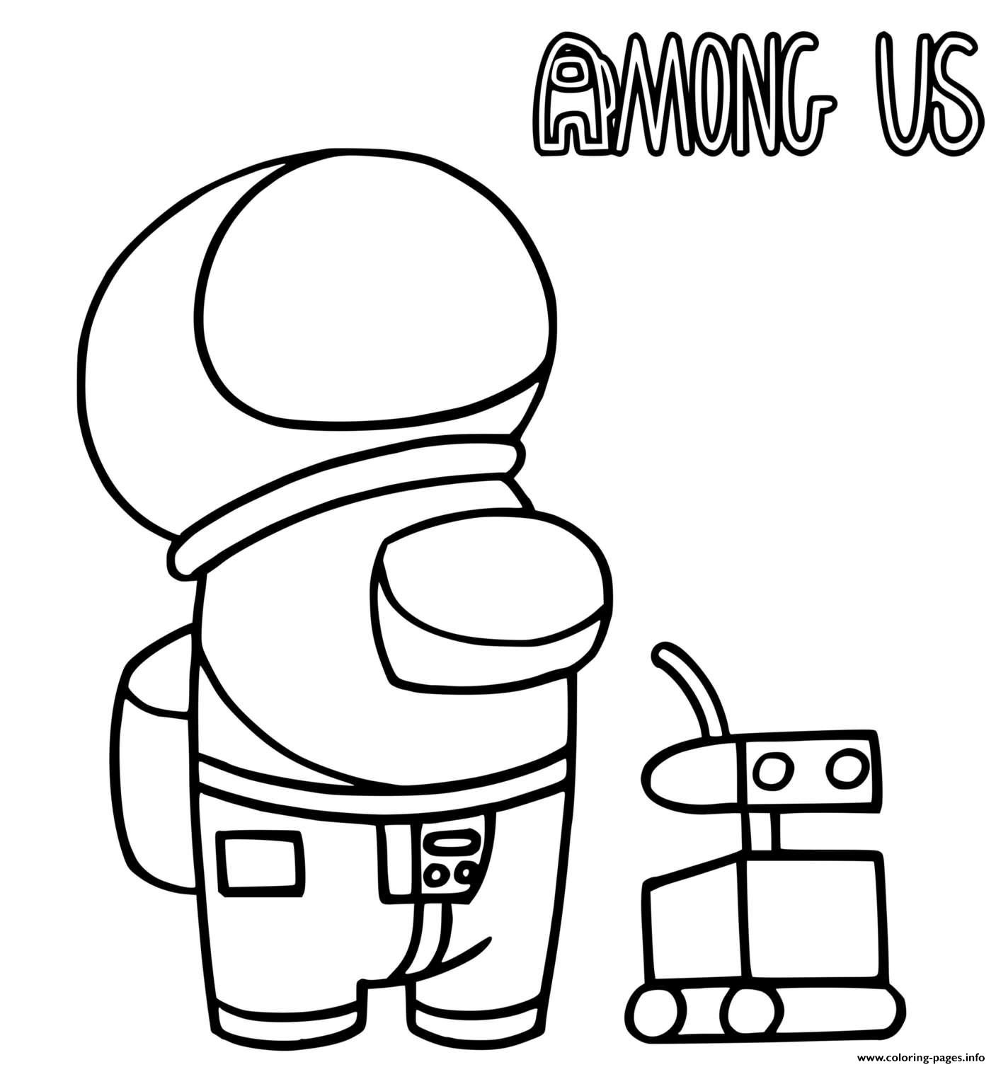 An Astronaut Among Us And A Robot Coloring Page Printable avec Among Us Colorier