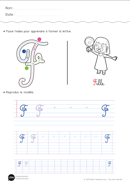 Apprendre À Écrire La Lettre F Majuscule Cursive | Fiche D&amp;#039;Écriture F pour Lettre Majuscule Cursive