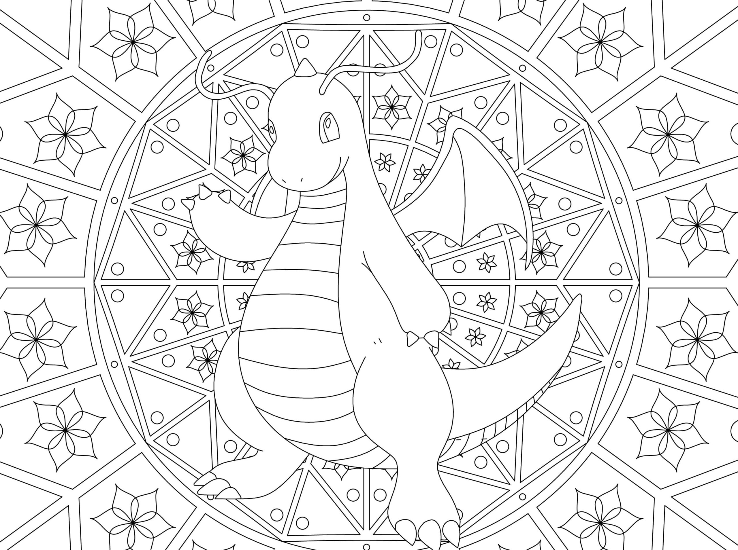 Ausmalbilder Mandala Pokemon. Kostenlos Drucken, Mehr Als 80 Bilder à Coloriage Dracolosse