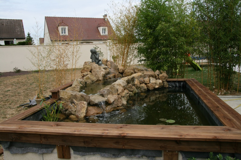 Bassin 5/6 M3 Semi Enterré Avec Cascade Et Déversoir serapportantà Bassin Hors Sol Avec Cascade