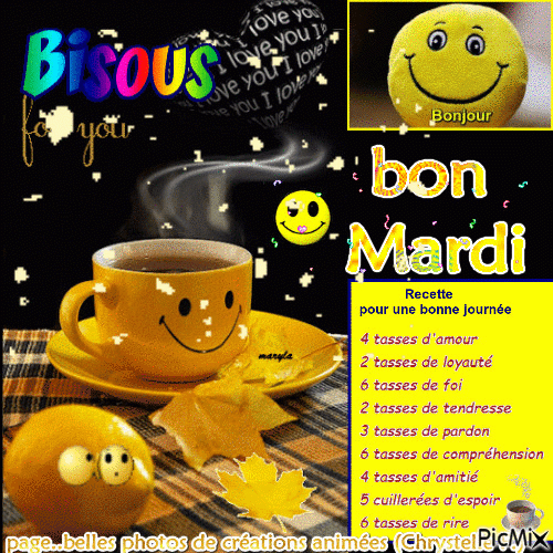 Bon Mardi - Gif Animé Gratuit - Picmix dedans Images Bon Mardi