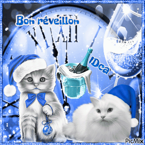 Bon Réveillon Les Chaatons N - Безплатен Анимиран Gif - Picmix concernant Gif Bon Reveillon