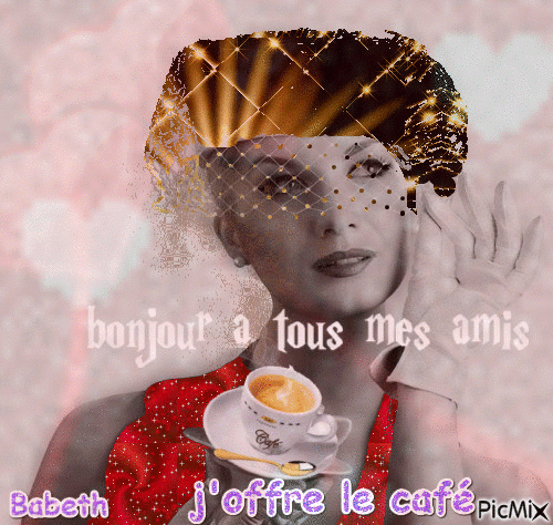 Bonjour J&amp;#039;Offre Le Café - Gif Animé Gratuit - Picmix à Bonjour Humour Gif Animé Gratuit
