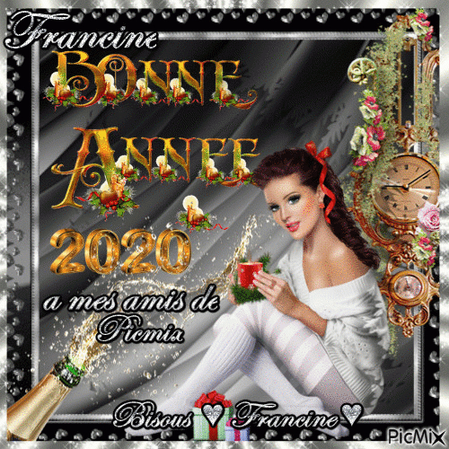 Bonne Année 2020 A Tout Mes Amis De Picmix Bisous ♥♥♥ - Gif Animé pour Bonne Année 2023 Gif Animé Gratuit