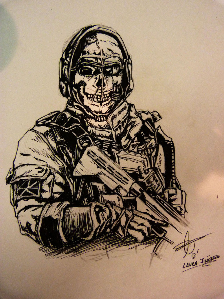 Call Of Duty Ghosts Sketch At Paintingvalley | Explore Collection serapportantà Dessin Call Of Duty Facile
