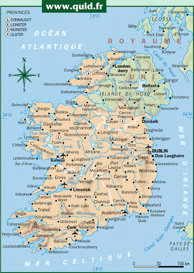 Carte De L&amp;#039;Irlande Avec Les Villes Et Les Routes encequiconcerne Carte Irlande À Imprimer