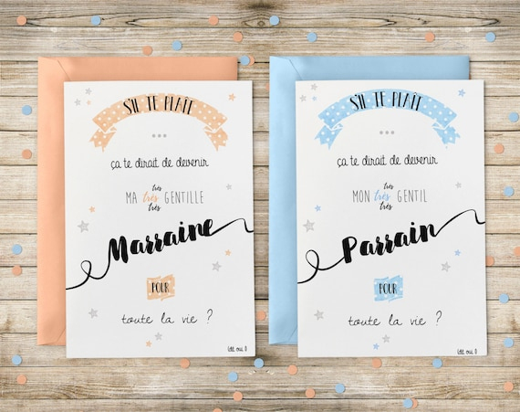 Cartes Annonce Parrain Et Marraine | Etsy serapportantà Annonce Parrain Marraine