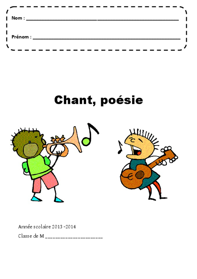 Chant - Poésie - Page De Garde - Maternelle - Petite, Moyenne Et Grande intérieur Page De Garde De Musique