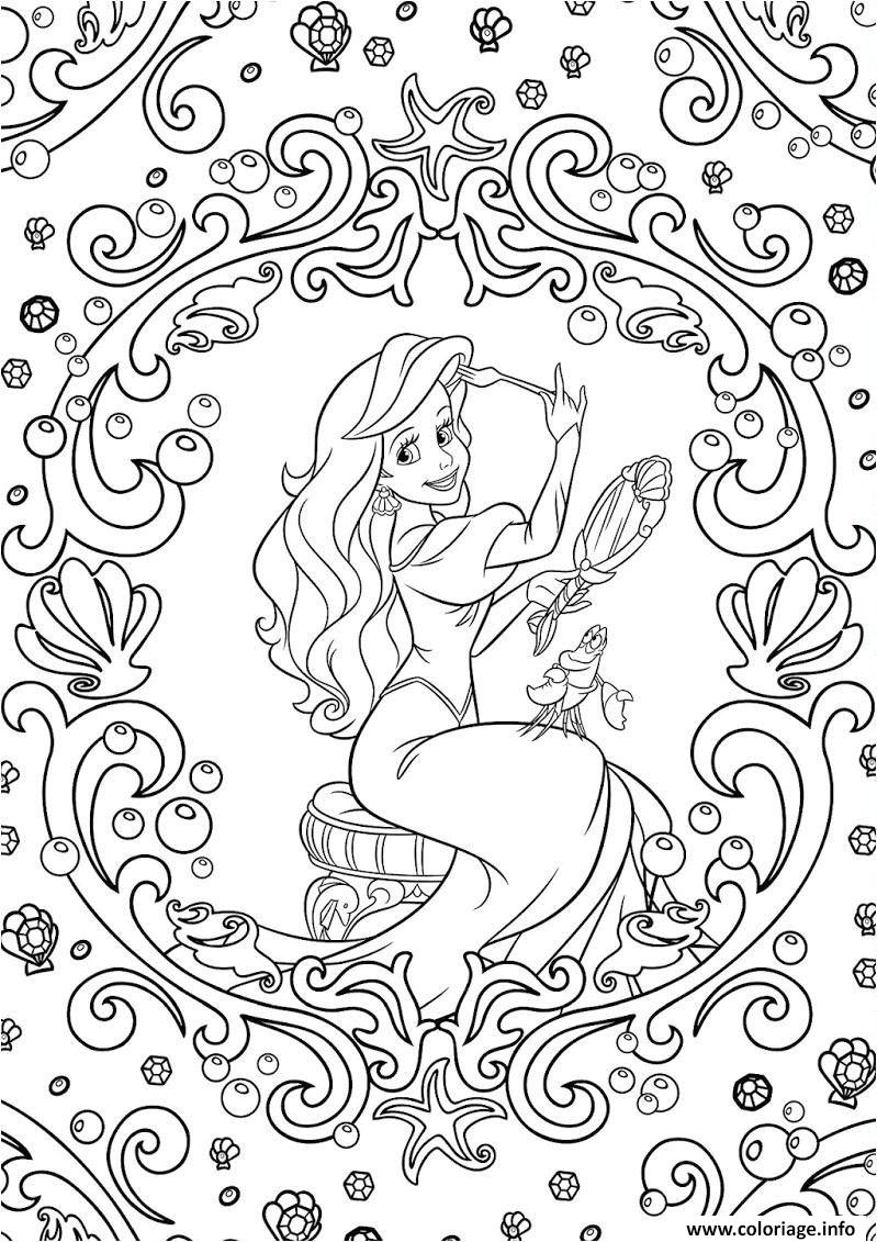 Coloriage Ariel La Sirene Disney Adulte - Jecolorie concernant Coloriage Princesse Arielle