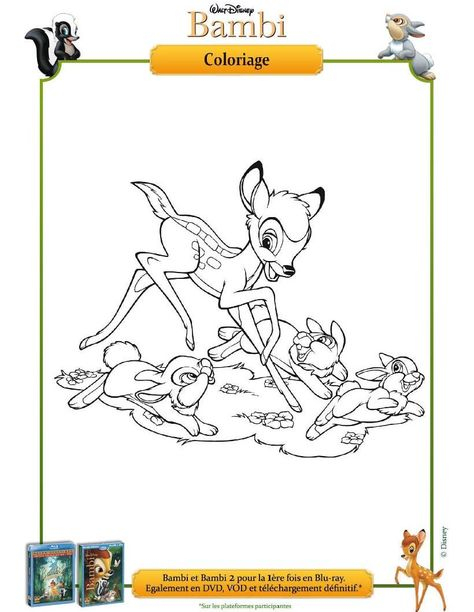 Coloriage Bambi Et Panpan | Coloriage, Coloriage Disney, Bambi avec Coloriage Bambi Et Panpan