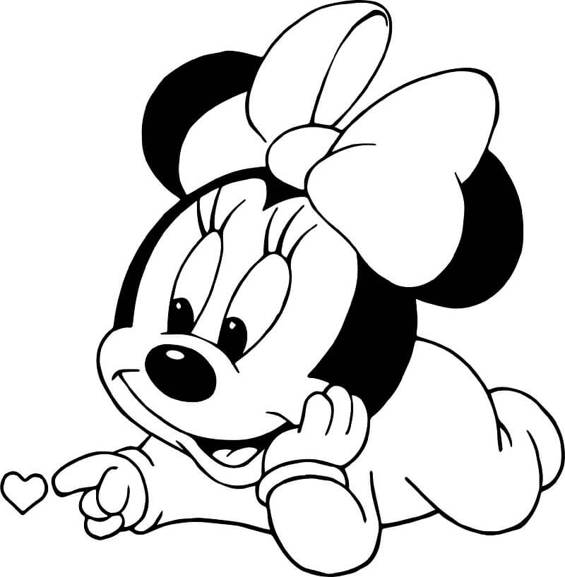 Coloriage: Bébé Minnie Mouse - Télécharger Et Imprimer Gratuit à Bébé Coloriage