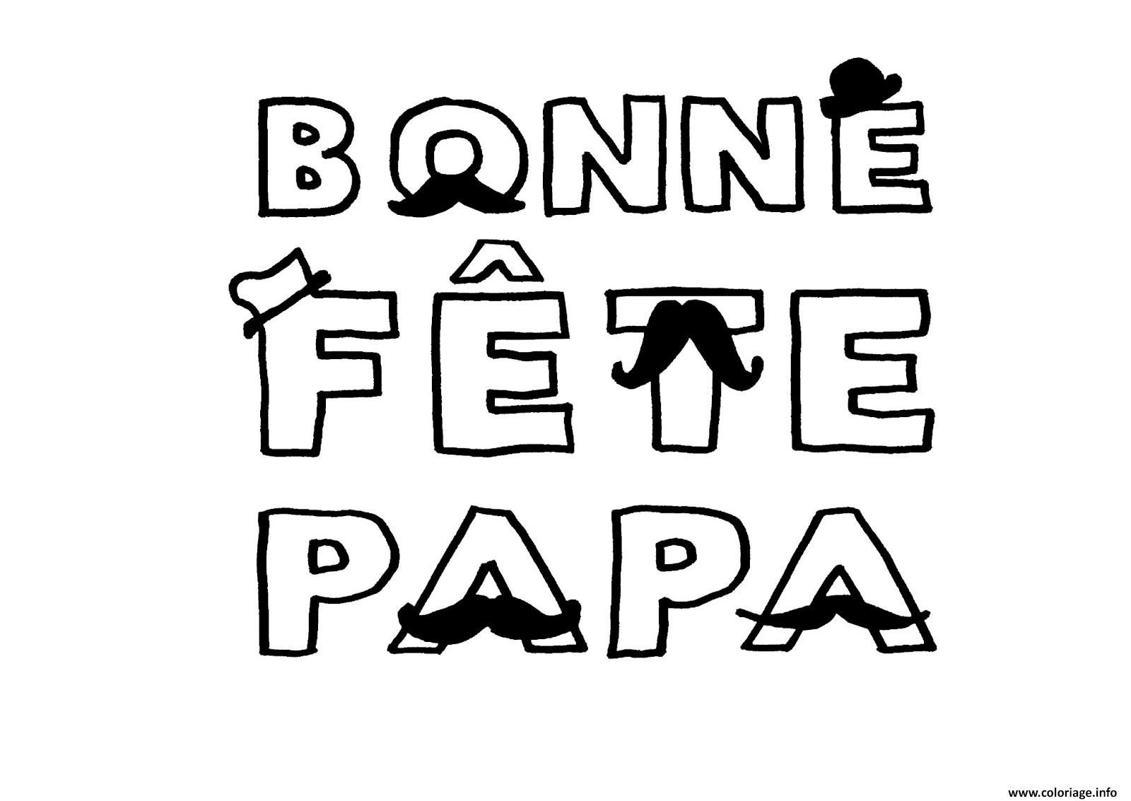 Coloriage Bonne Fete Papa Avec Moustaches Dessin Fete Des Peres À Imprimer pour Joyeux Anniversaire Papa À Imprimer