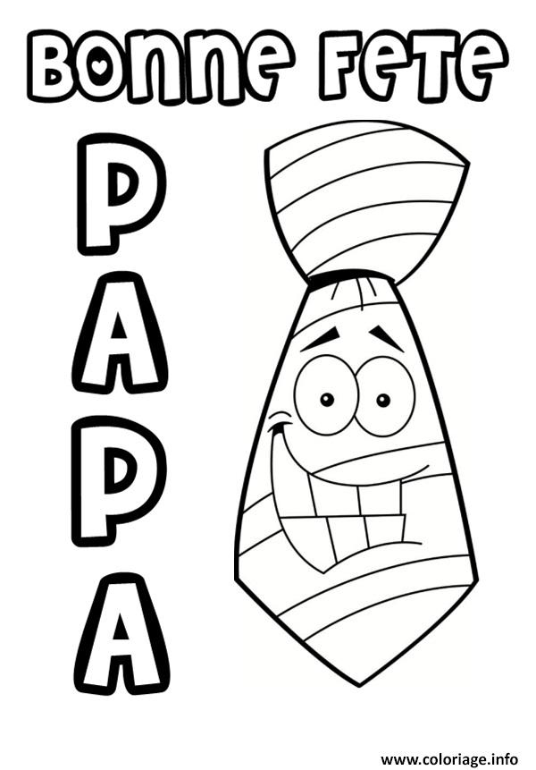 Coloriage Bonne Fete Papa Cravate Fete Des Peres - Jecolorie à Dessin Anniv Papa