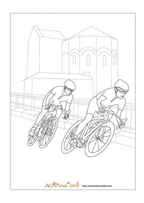 Coloriage Cyclistes En Course Dessin Gratuit À Imprimer pour Coloriage Cycliste