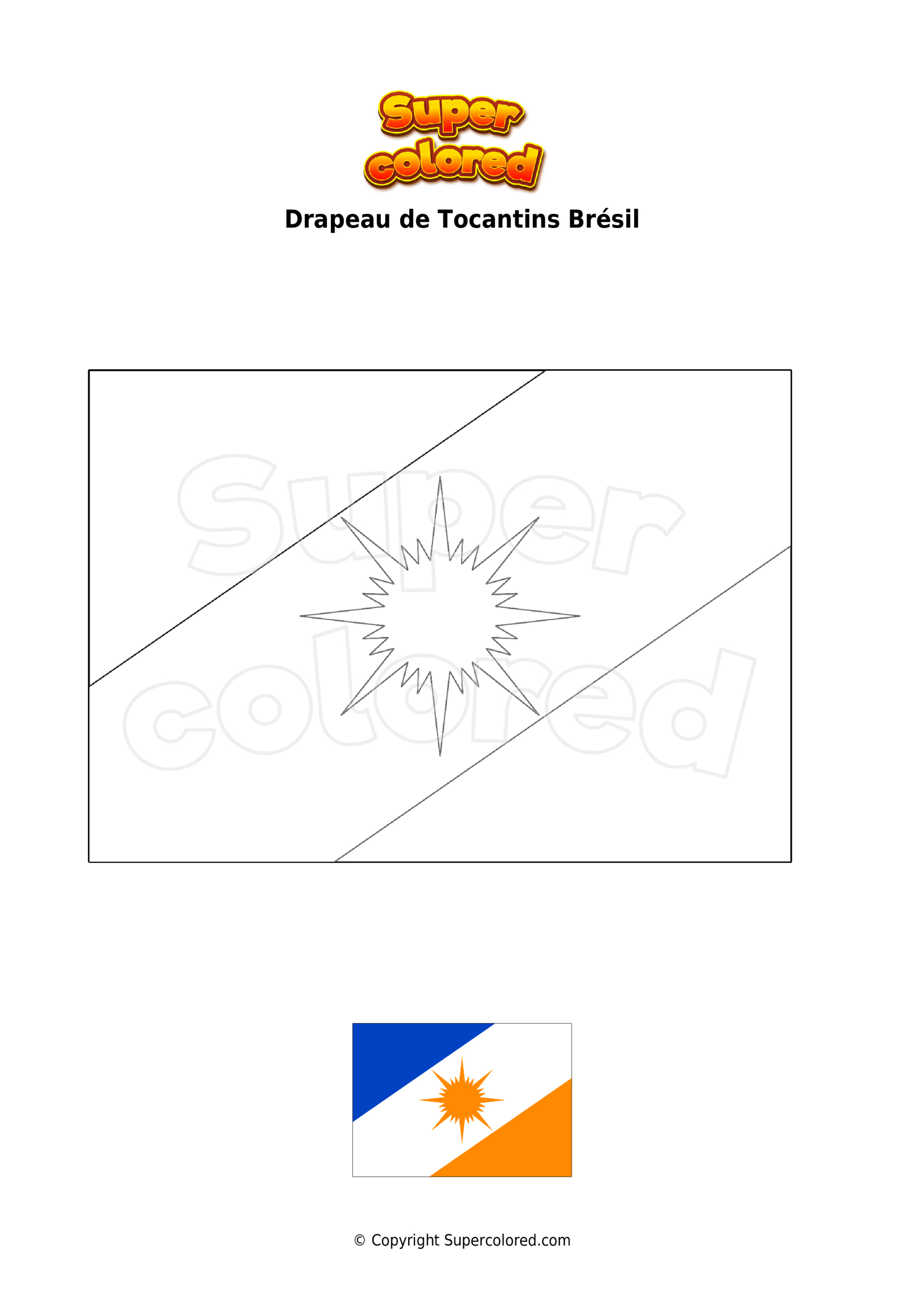 Coloriage Drapeau De Tocantins Brésil - Supercolored à Coloriage Drapeau Bresil