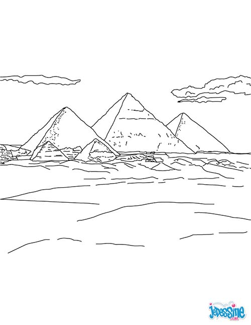 Coloriage Egypte Pyramides De Gizeh encequiconcerne Coloriage Pyramide