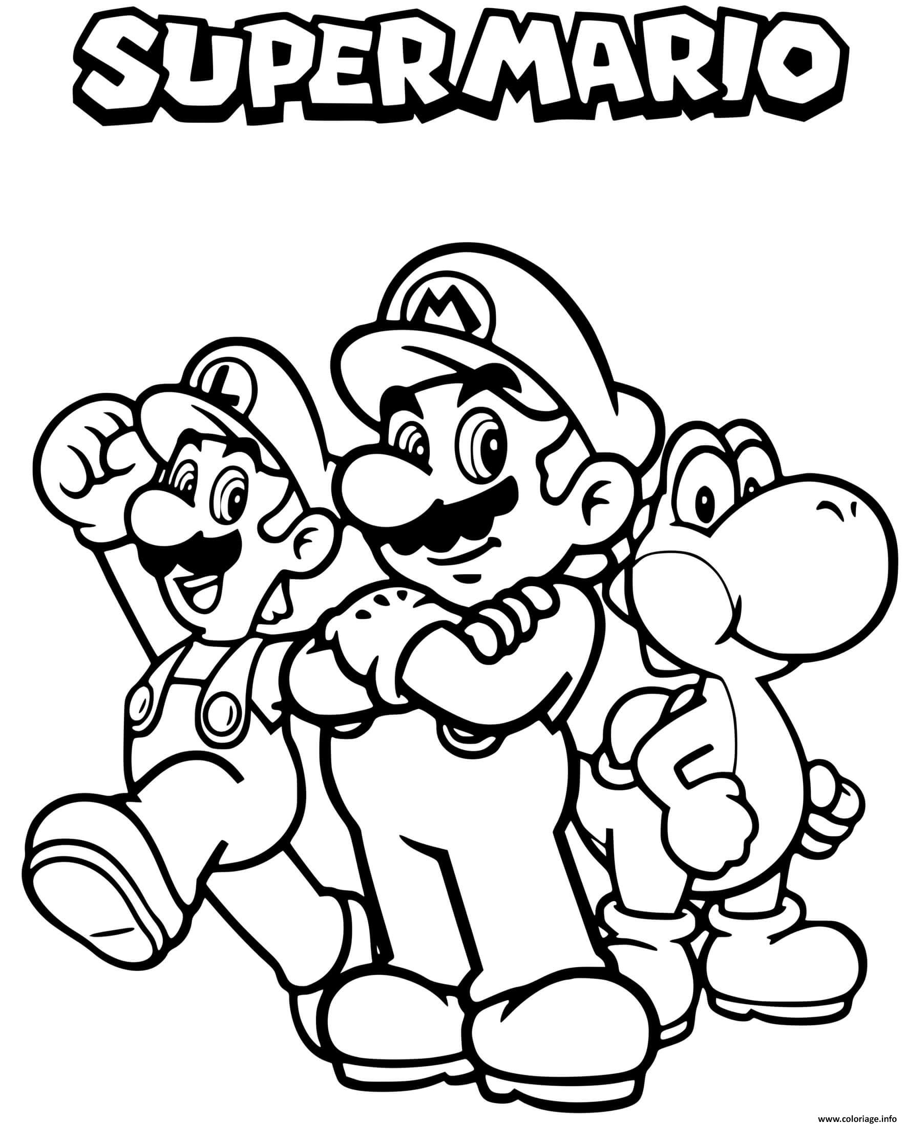 Coloriage Equipe De Tonerre Mario Et Luigi Yoshi Dessin Mario À Imprimer intérieur Imprimer Dessin Mario
