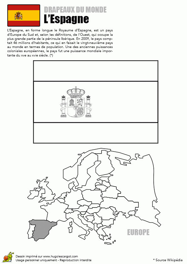 Coloriage Europe Drapeau Espagne (Avec Images) | Drapeau Espagne pour Page De Garde Espagnol A Imprimer