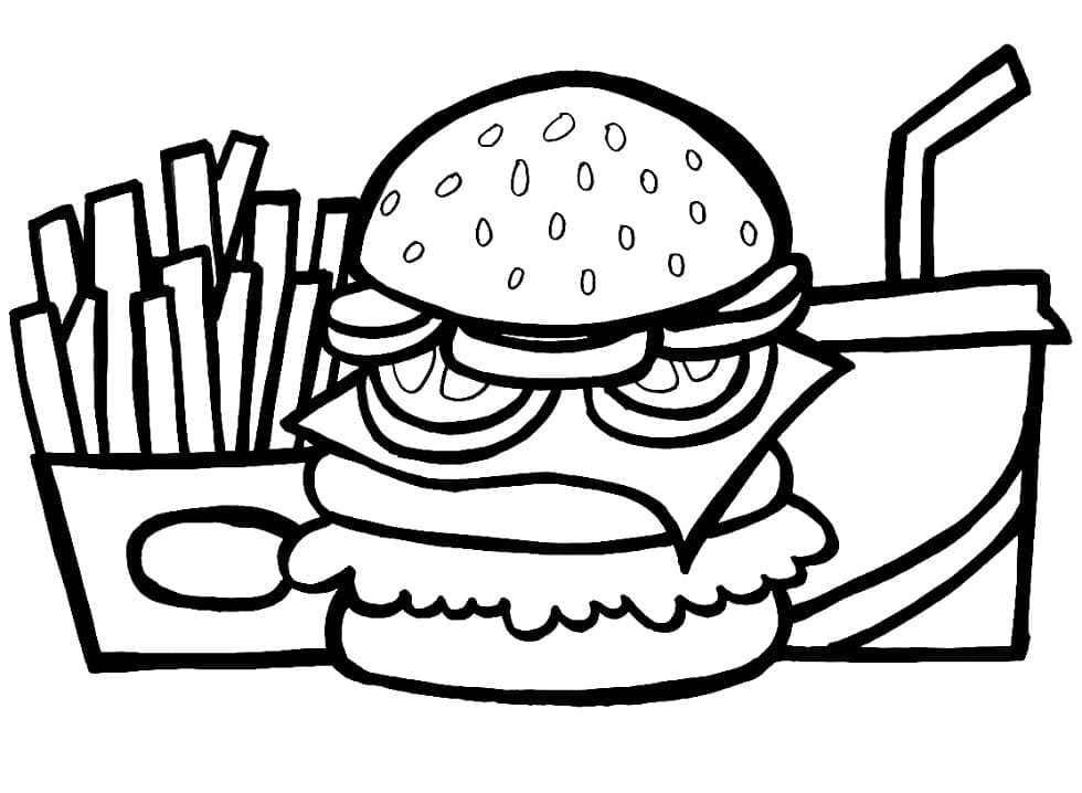 Coloriage Hamburger Et Restauration Rapide - Télécharger Et Imprimer dedans Coloriage Hamburger