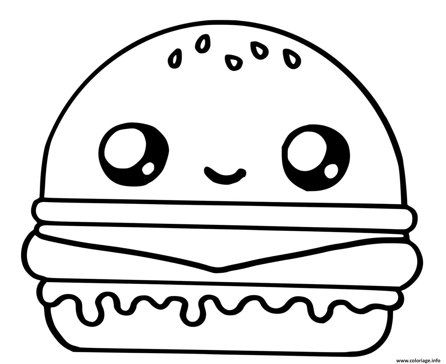 Coloriage Hamburger Kawaii Dessin Dessin Kawaii À Imprimer pour Coloriage Hamburger Frites