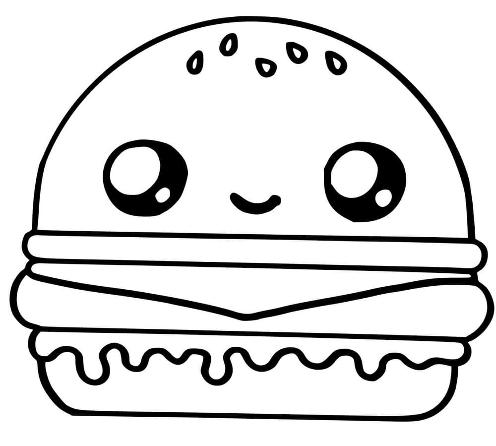 Coloriage Hamburger Kawaii - Télécharger Et Imprimer Gratuit Sur serapportantà Kawaii Dessin A Imprimer