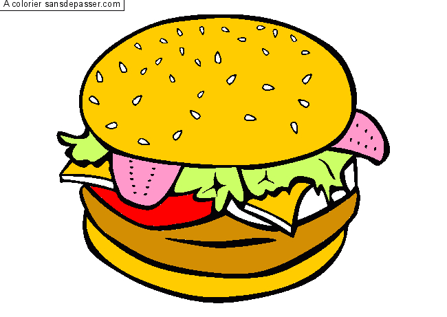 Coloriage Hamburger - Sans Dépasser à Coloriage Hamburger Frite