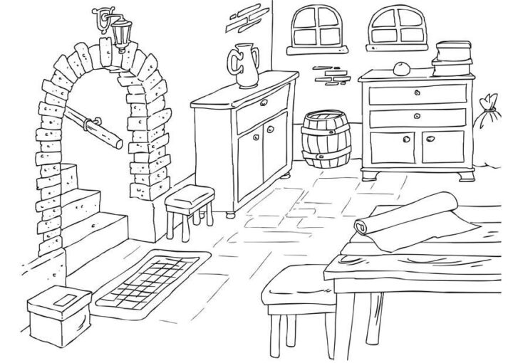 Coloriage Maison Interieur Pour Les Enfants In 2021 | Kleurplaten tout Coloriage Villa