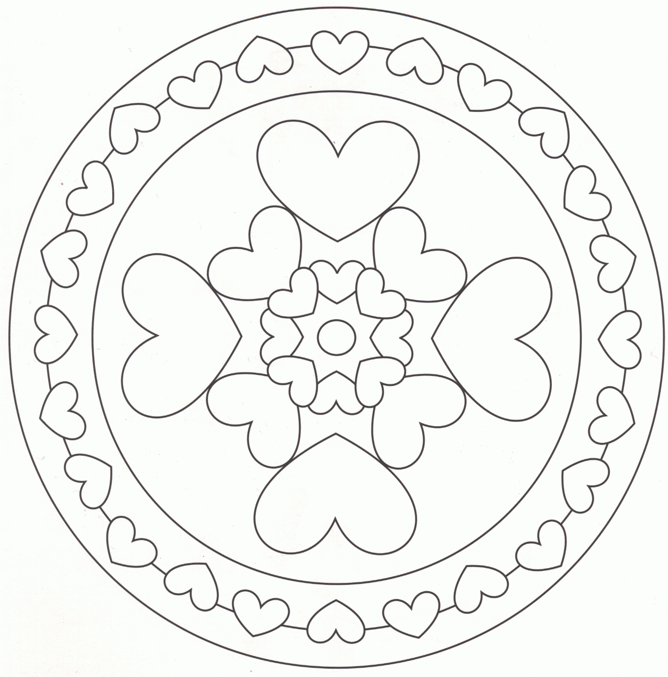 Coloriage Mandala Cœur Facile À Imprimer Et Colorier pour Dessin À Imprimer Coeur