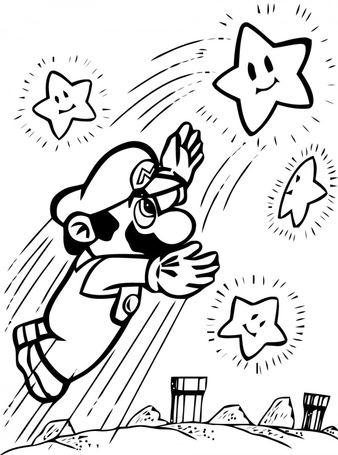 Coloriage Mario Attrape Les Étoiles Dessin Gratuit À Imprimer pour Mario À Imprimer
