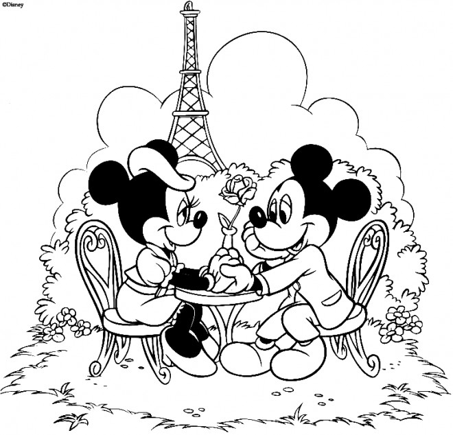 Coloriage Mickey Et Minnie Se Dînent À Paris tout Coloriage Mini Mickey
