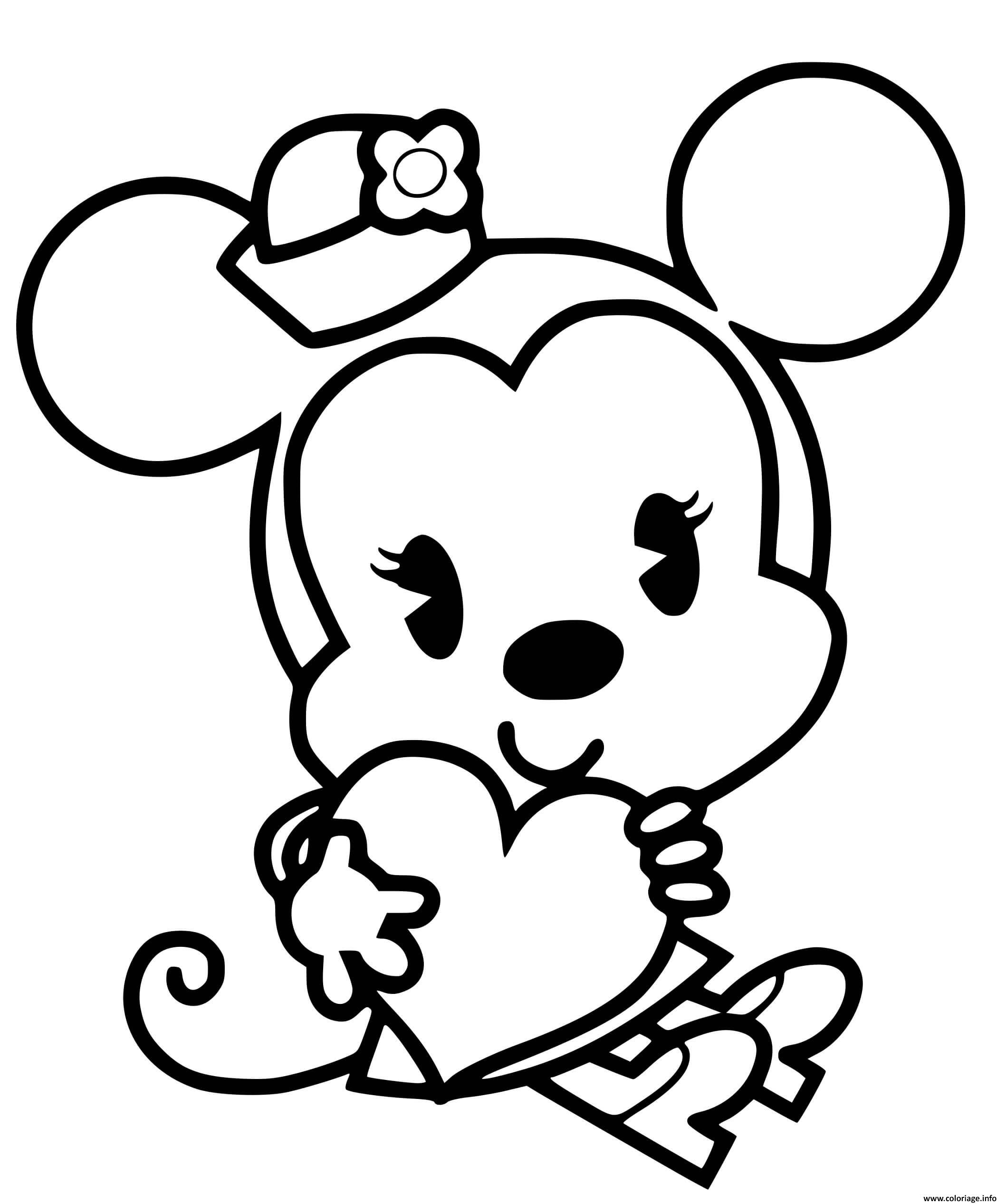 Coloriage Minnie Mouse Avec Un Coeur En Chocolat Dessin Disney Bebe À dedans Dessin Minnie À Imprimer