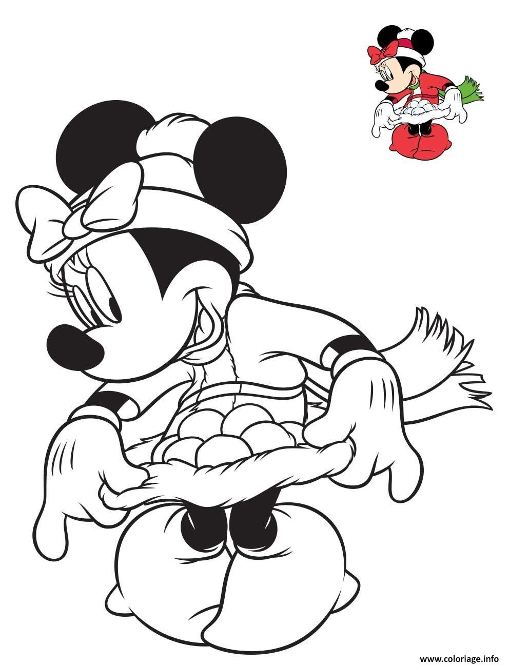 Coloriage Minnie Mouse Avec Une Jolie Robe De Noel - Jecolorie pour Coloriage Mini Mickey