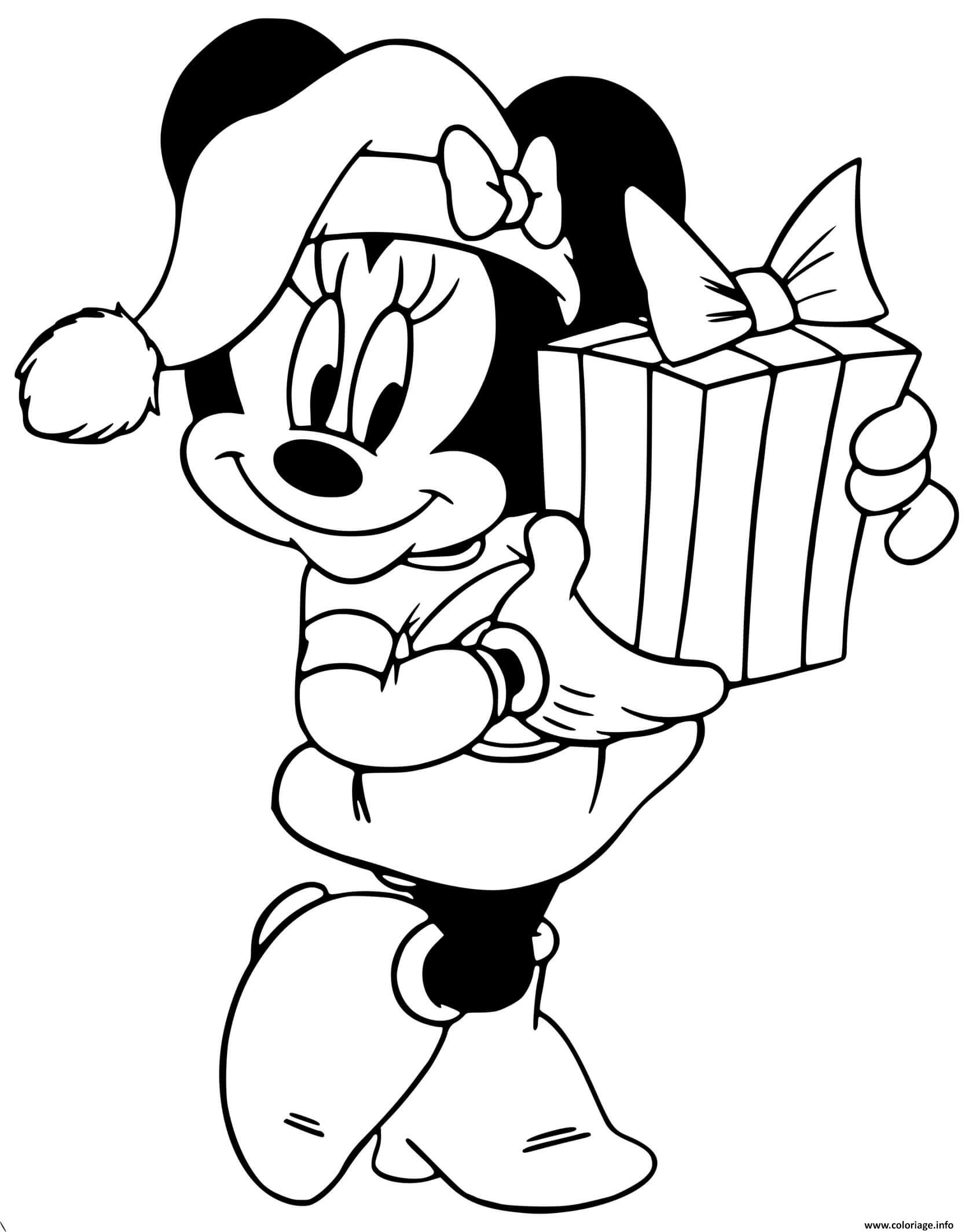 Coloriage Minnie Mouses Present For Mickey Dessin Noel Disney À Imprimer intérieur Dessin Minnie À Imprimer