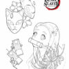 Coloriage Nezuko And Masks Demon Slayer - Jecolorie intérieur Coloriage Nezuko À Imprimer