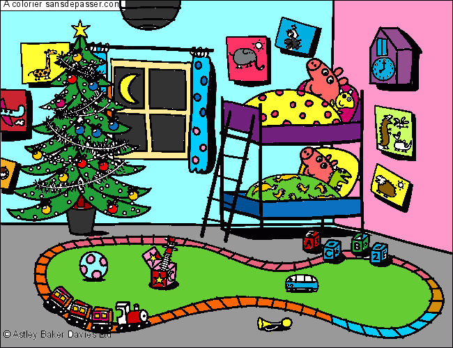 Coloriage Peppa Pig Attend Noël - Sans Dépasser à Coloriage Peppa Pig Noel