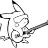 Coloriage Pikachu Avec Une Guitare À Imprimer | Pikachu Coloring Page à Dessin De Pikachu À Imprimer