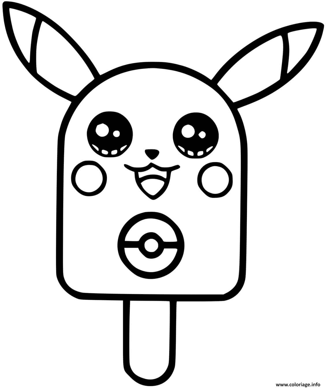 Coloriage Pikachu Glace Kawaii - Jecolorie tout Coloriage Pikatchu