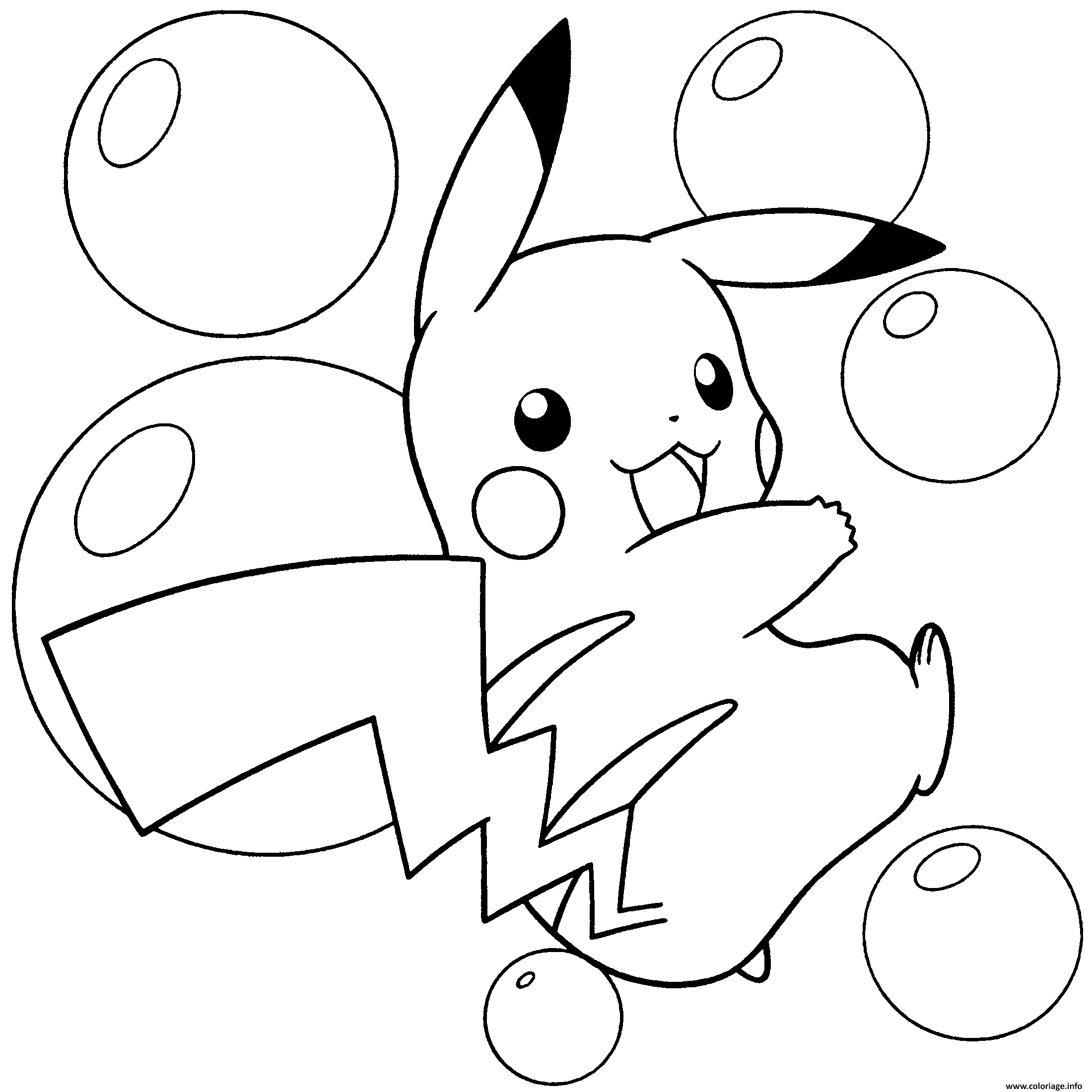 Coloriage Pokemon Pikachu Fait Le Saut Avec Des Ballons Dessin Pokemon serapportantà Coloriage Pokeball À Imprimer