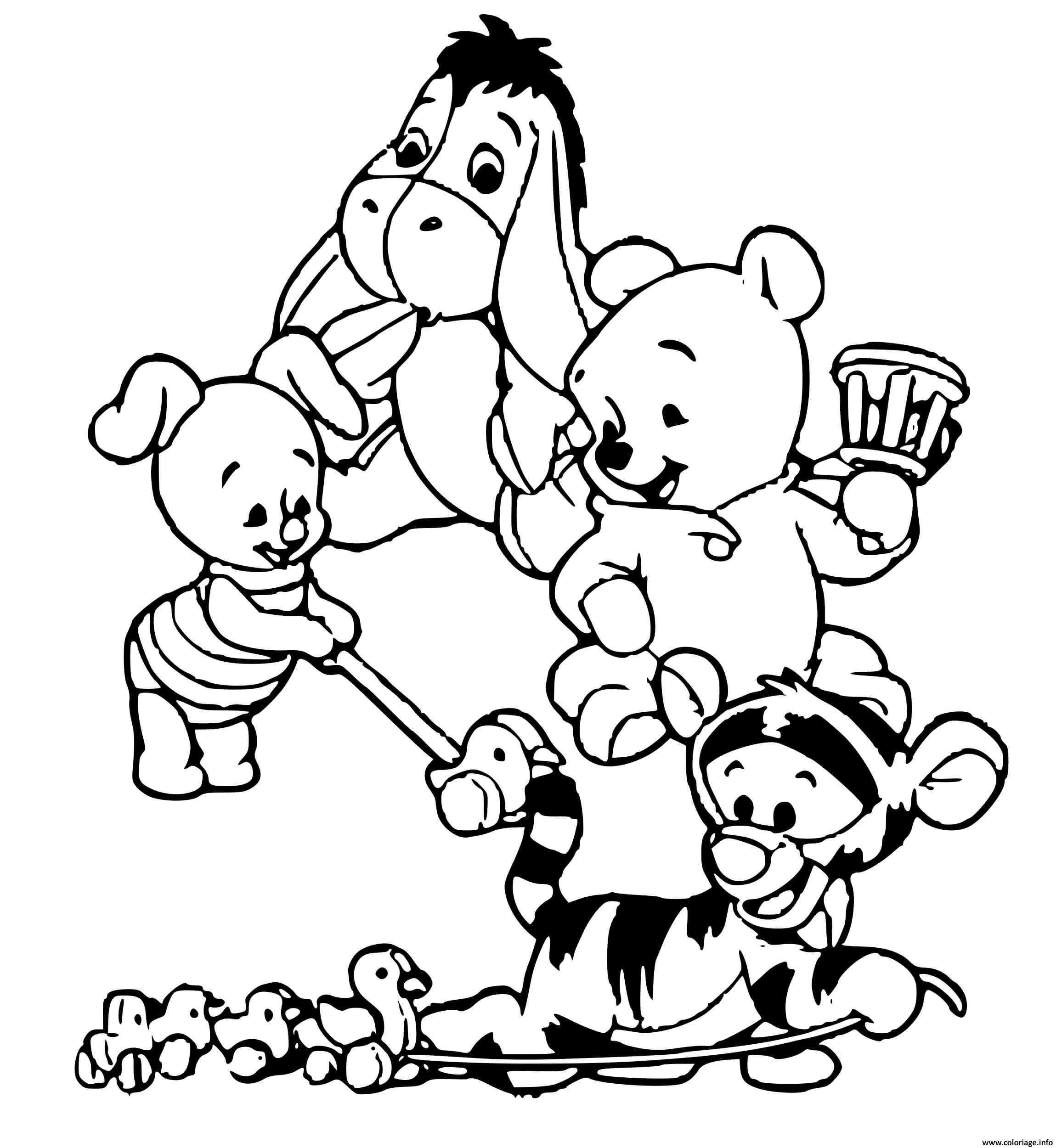 Coloriage Porcinet Winnie Tigrou Bourriquet Quand Ils Etaient Bebe à Dessin Disney Bebe