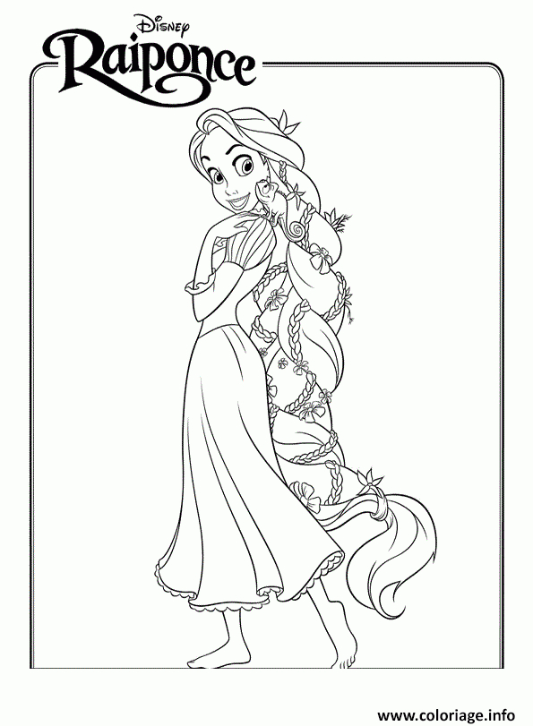 Coloriage Princesse Raiponce Disney - Jecolorie avec Raiponce Coloriage À Imprimer
