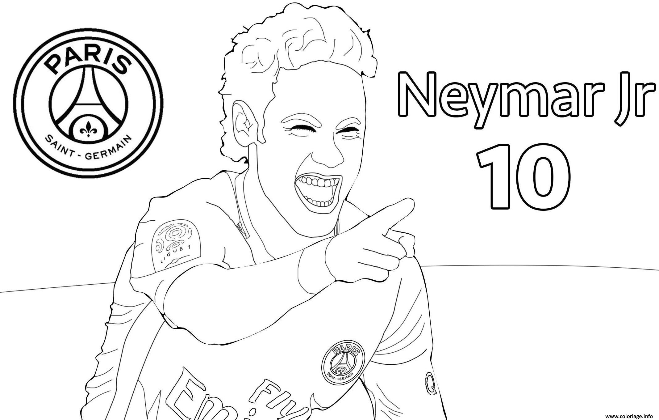 Coloriage Psg Neymar Jr 10 Dessin Psg Paris Saint-Germain À Imprimer encequiconcerne Coloriage Messi Psg