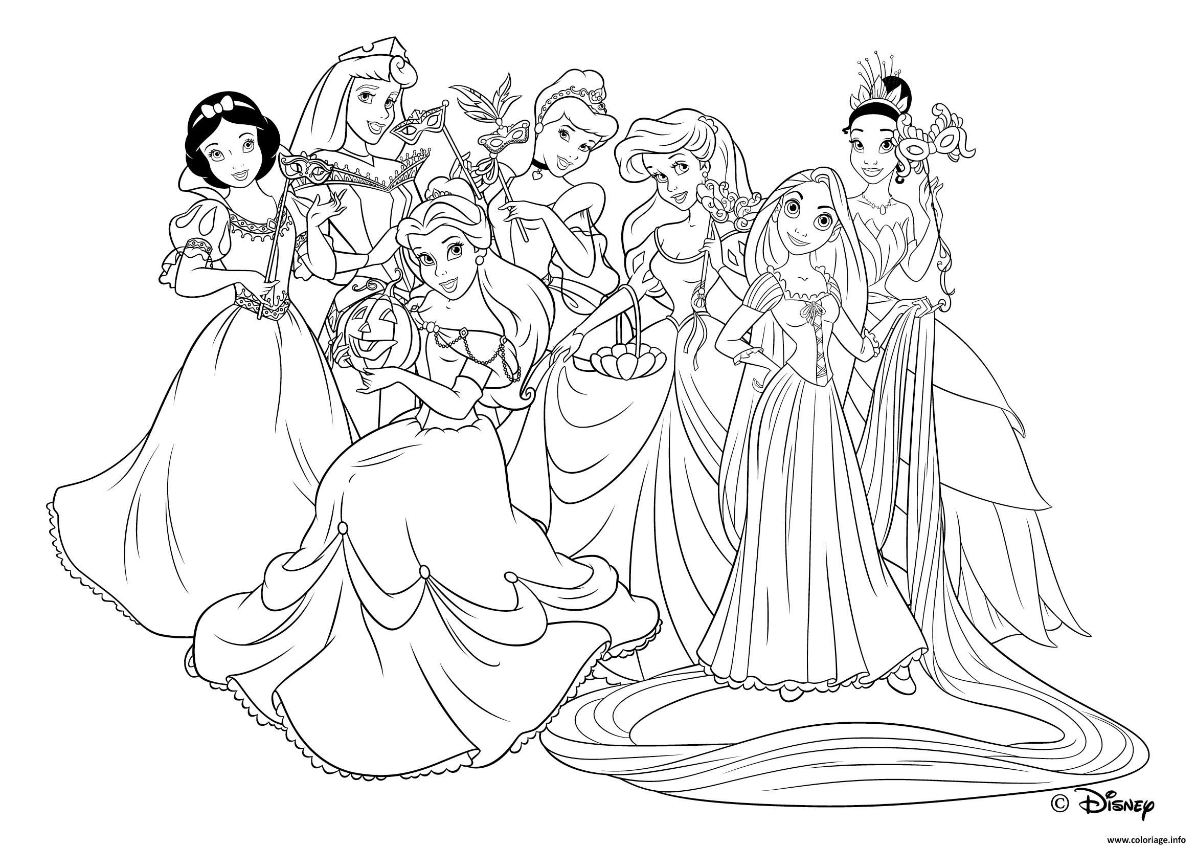 Coloriage Raiponce Et Les Princesses Disney À Imprimer | Coloriage À pour Dessin À Imprimer De Princesse