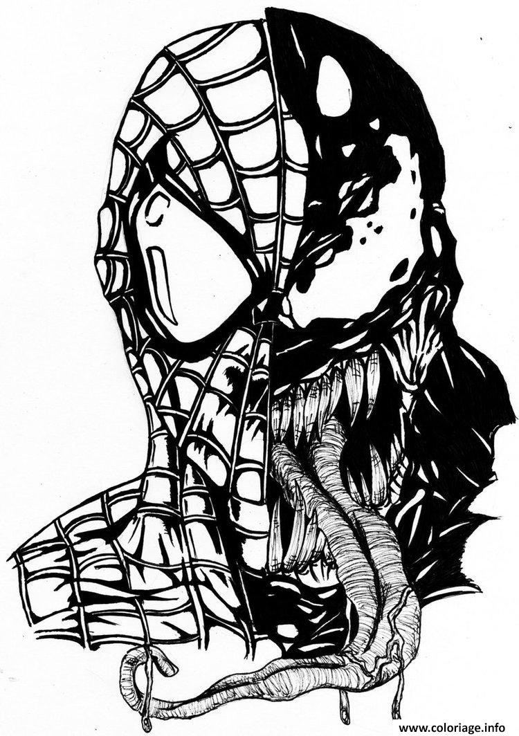 Coloriage Spiderman Venom Mask - Jecolorie En 2020 (Avec Images pour Coloriage Venom