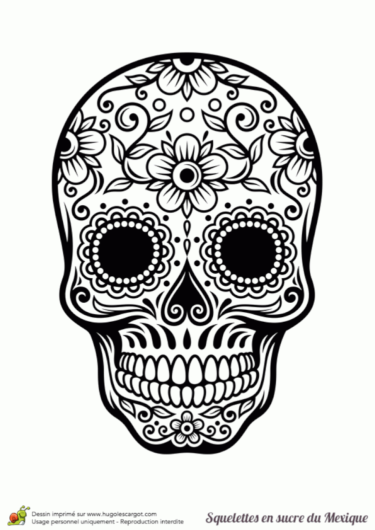 Coloriage Squelette Sucre Fleur Et Harmonie | Mandalas De Calaveras concernant Coloriage Squelette À Imprimer