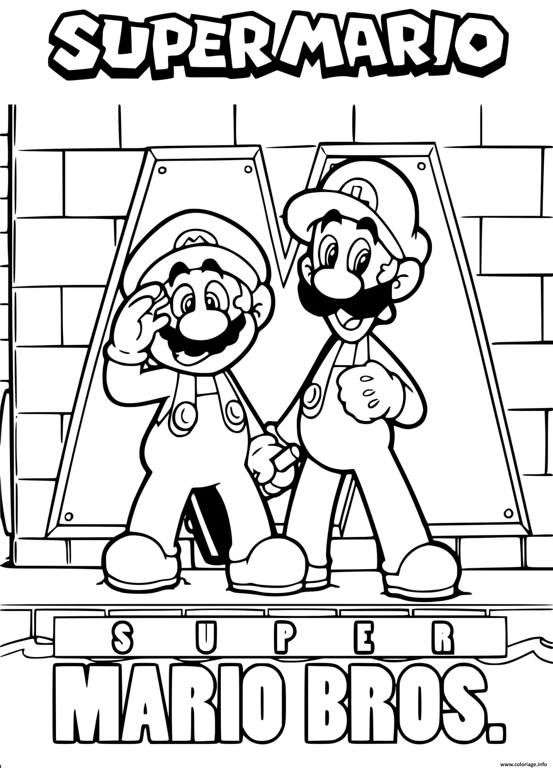 Coloriage Super Mario Bros Mario Et Luigi - Jecolorie tout Imprimer Dessin Mario